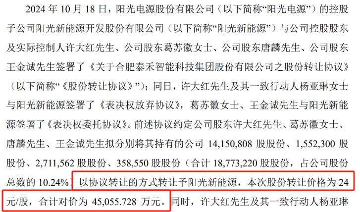 溢价超100%！2000亿巨头阳光电源入主泰禾智能！  第1张