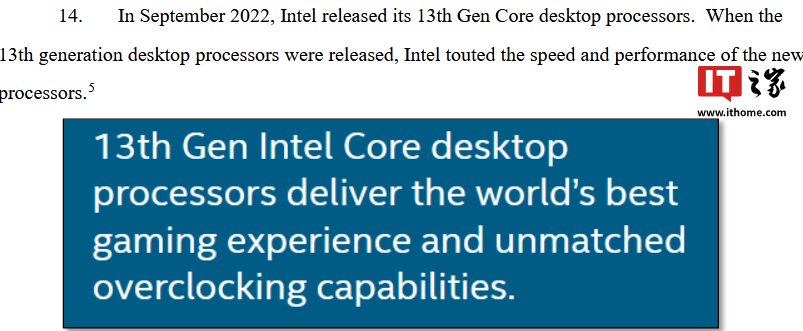 英特尔因第 13/14 代酷睿处理器不稳定问题，在美国被消费者起诉